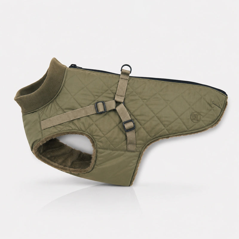 Ruby - Manteau Matelassé avec Harnais - Olive